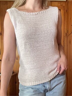 Vintage Italian Knit Tank Top in Soft Blush